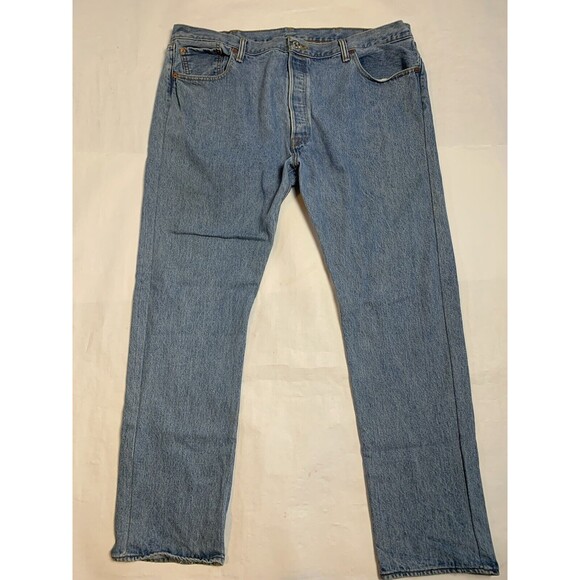 Levi's Other - Levi's 501 Jeans Mens Size 42x30 Blue Button Fly Straight Leg Denim Cowboy Chore